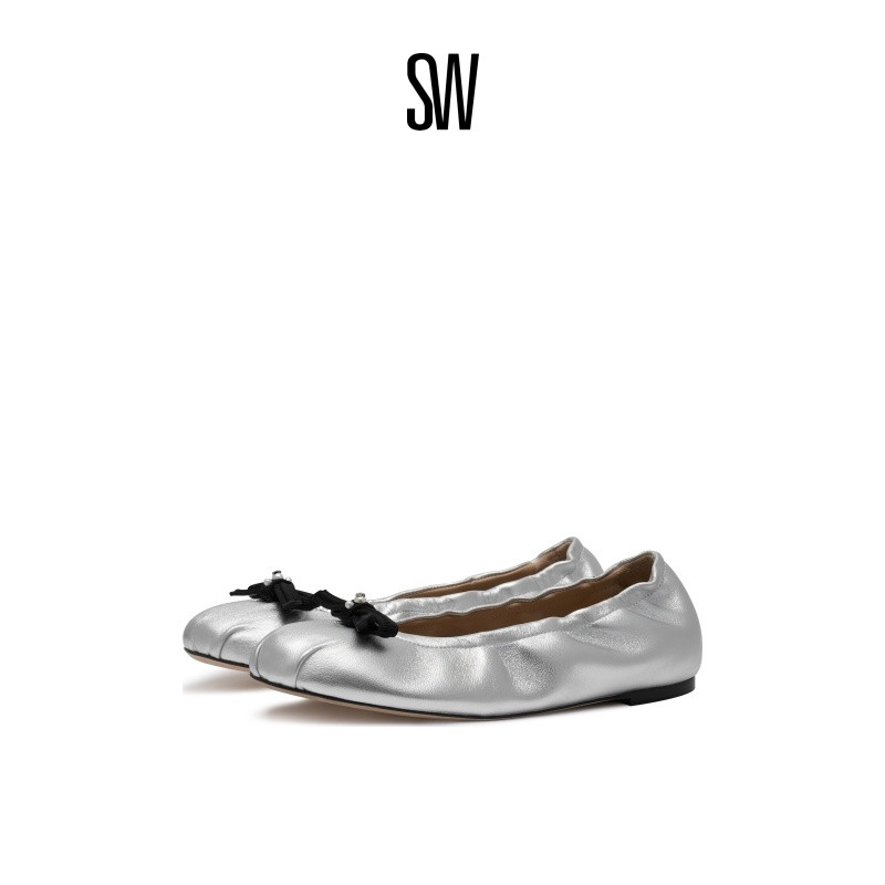 SW圆头蝴蝶结芭蕾鞋平底单鞋女