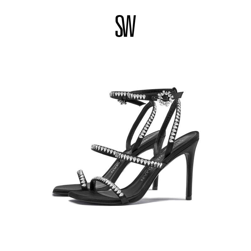 SW24夏季新款水晶细高跟凉鞋