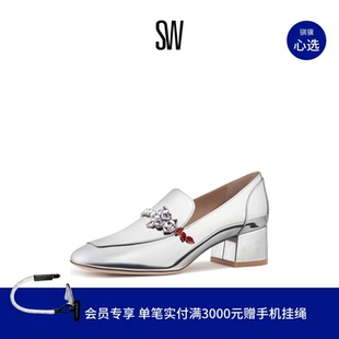 CRYSTAL 女小皮鞋 DRAGON 春夏方跟方头水晶乐福鞋 LOAFER