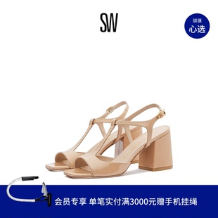 FLAREBLOCK 方头喇叭形粗高跟T字带凉鞋 SANDAL 女 STRAP