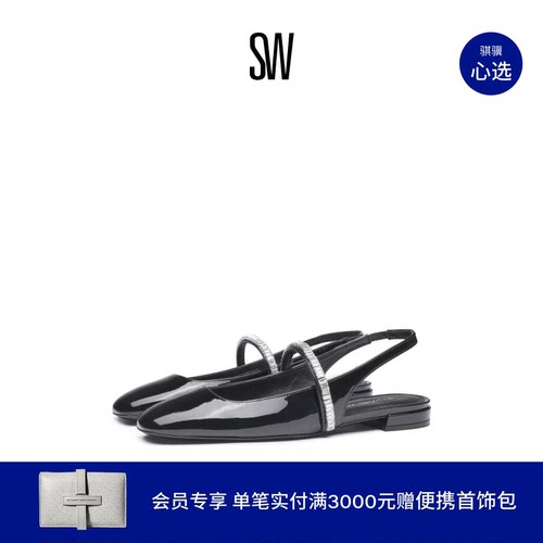 夏季新款水晶系带露后跟平底单鞋