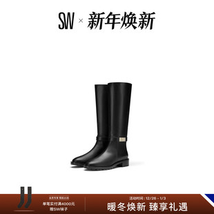 BOOT LUG 秋冬粗低跟骑士靴女侧拉链长筒靴及膝靴 BUCKLE