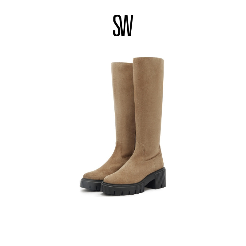 SW秋冬新款厚底及膝骑士靴