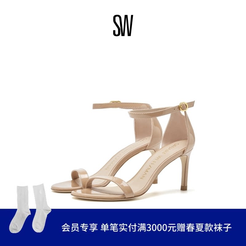 SW NUNAKEDSTRAIGHT 春夏经典款一字带高跟凉鞋女仙女风