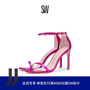 SW NUDISTSONG 夏季宴会风优雅细高跟一字带凉鞋