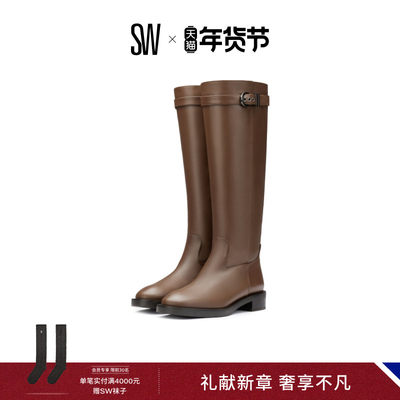 SW秋冬新款机车风及膝骑士靴