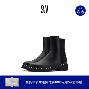 水晶珍珠装 饰方跟短靴女烟筒靴 2025新款 BOOTIE 5050 REVERIE