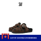 秋冬新品 CHRYSTIE SHEARLING MULE金属搭扣圆头平底穆勒鞋