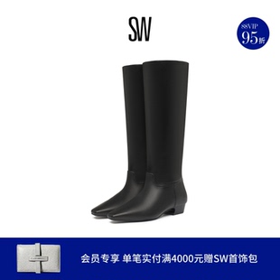 冬季 STASSI BOOT 头拼接拉链长靴女 低跟方尖鞋