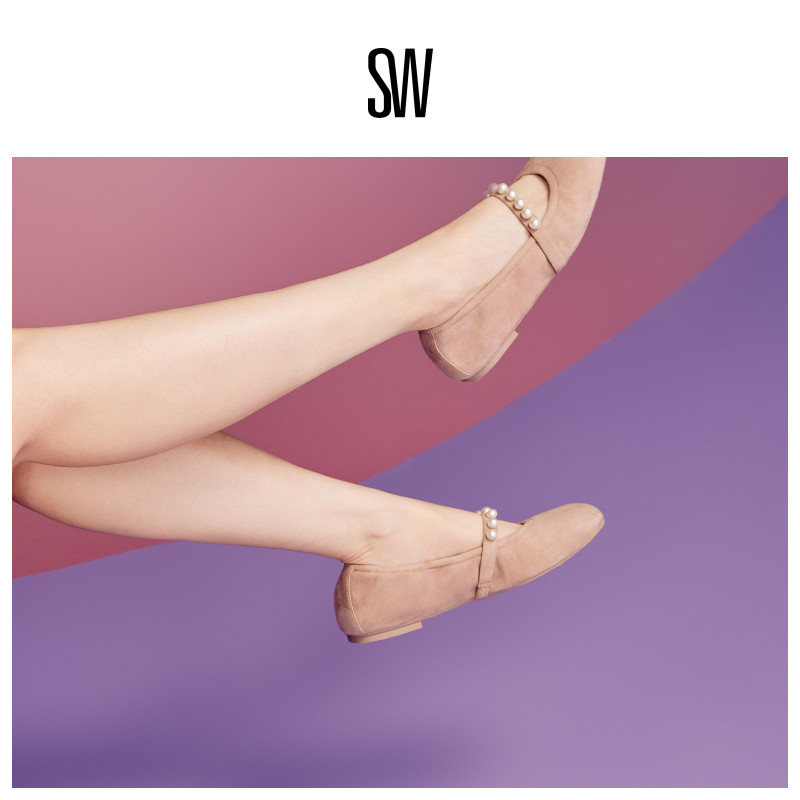SW GOLDIE BALLET FLAT 早春优雅方头珍珠装饰芭蕾鞋女平底单鞋