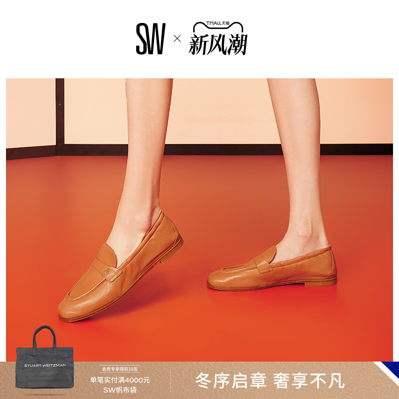 SW春夏新款粗低跟方头乐福鞋