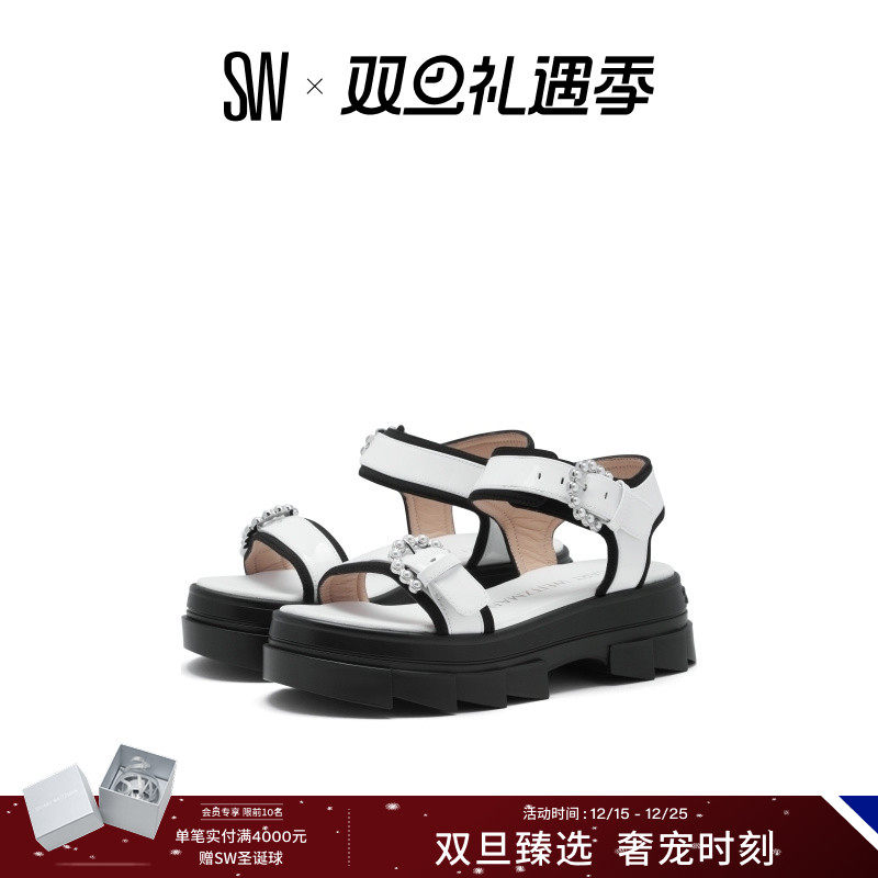 SW NOHO PEARL BUCKLE SANDAL 夏季珍珠装饰凉鞋厚底运动凉鞋女