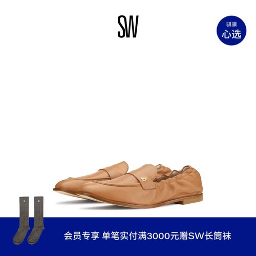 SW春夏新款粗低跟方头乐福鞋