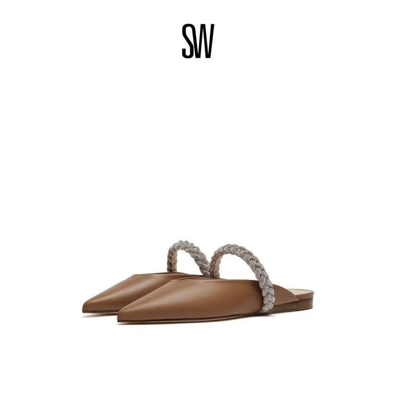 SW ADDISON FLAT 尖头绑带浅口平底鞋单鞋女