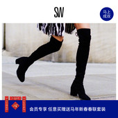 弹力过膝靴系带瘦瘦靴粗高跟长筒靴女 款 TIELAND 秋冬经典