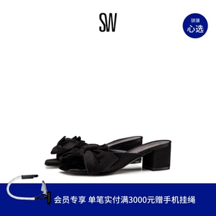 BLOCK SLIDE 春夏粗高跟凉鞋 女蝴蝶结外穿拖鞋 LOVEKNOT