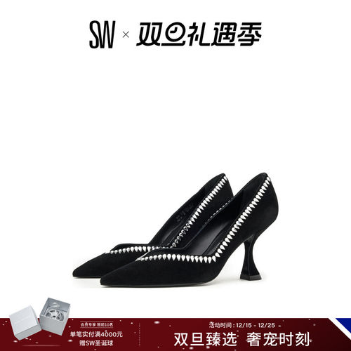 SW水晶异形跟高跟鞋浅口单鞋