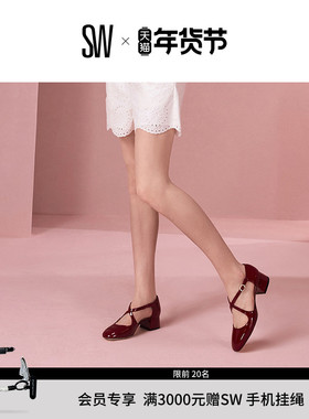 【春夏新品】SW CLEM 35 交叉扣带方跟圆头玛丽珍鞋高跟鞋女单鞋