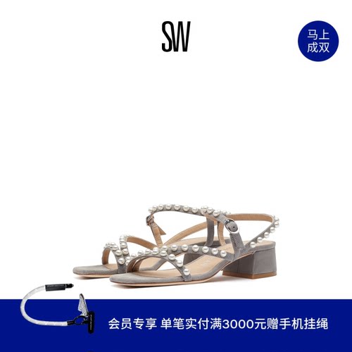SW春夏绑带罗马凉鞋粗跟凉鞋