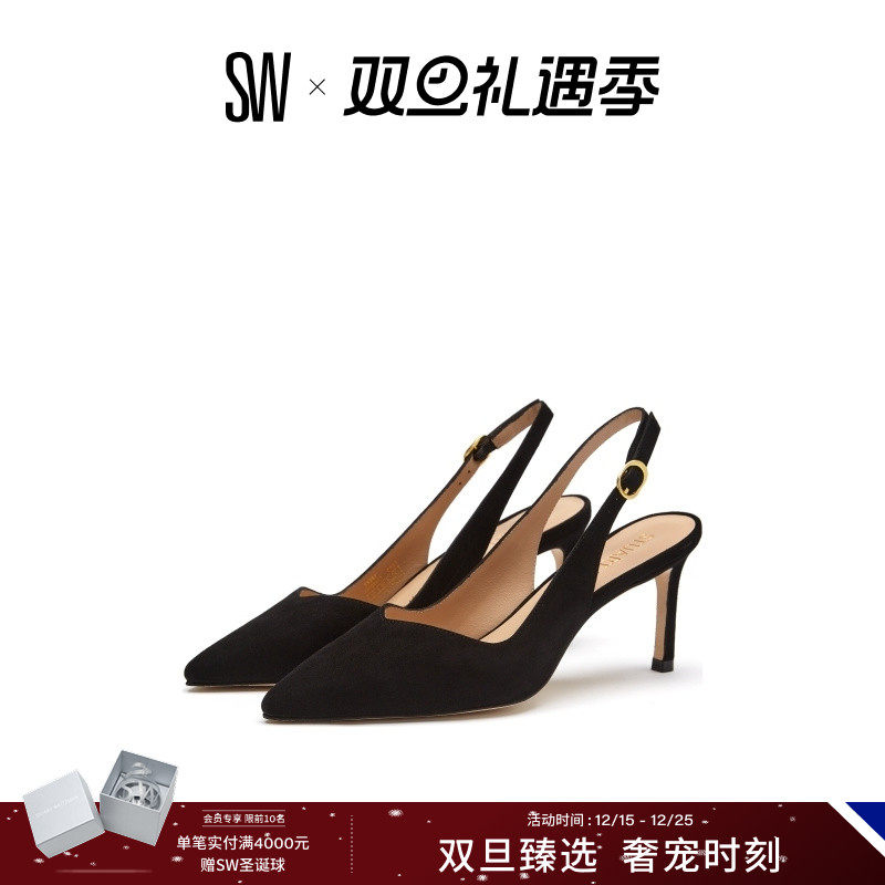 SW早春露后跟高跟凉鞋女