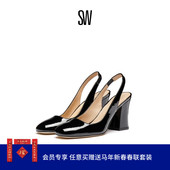 优雅圆头露后跟粗跟高跟鞋 SLINGBACK PUMP CURVEBLOCK