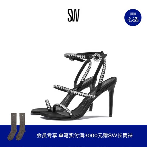 SW24夏季新款水晶细高跟凉鞋