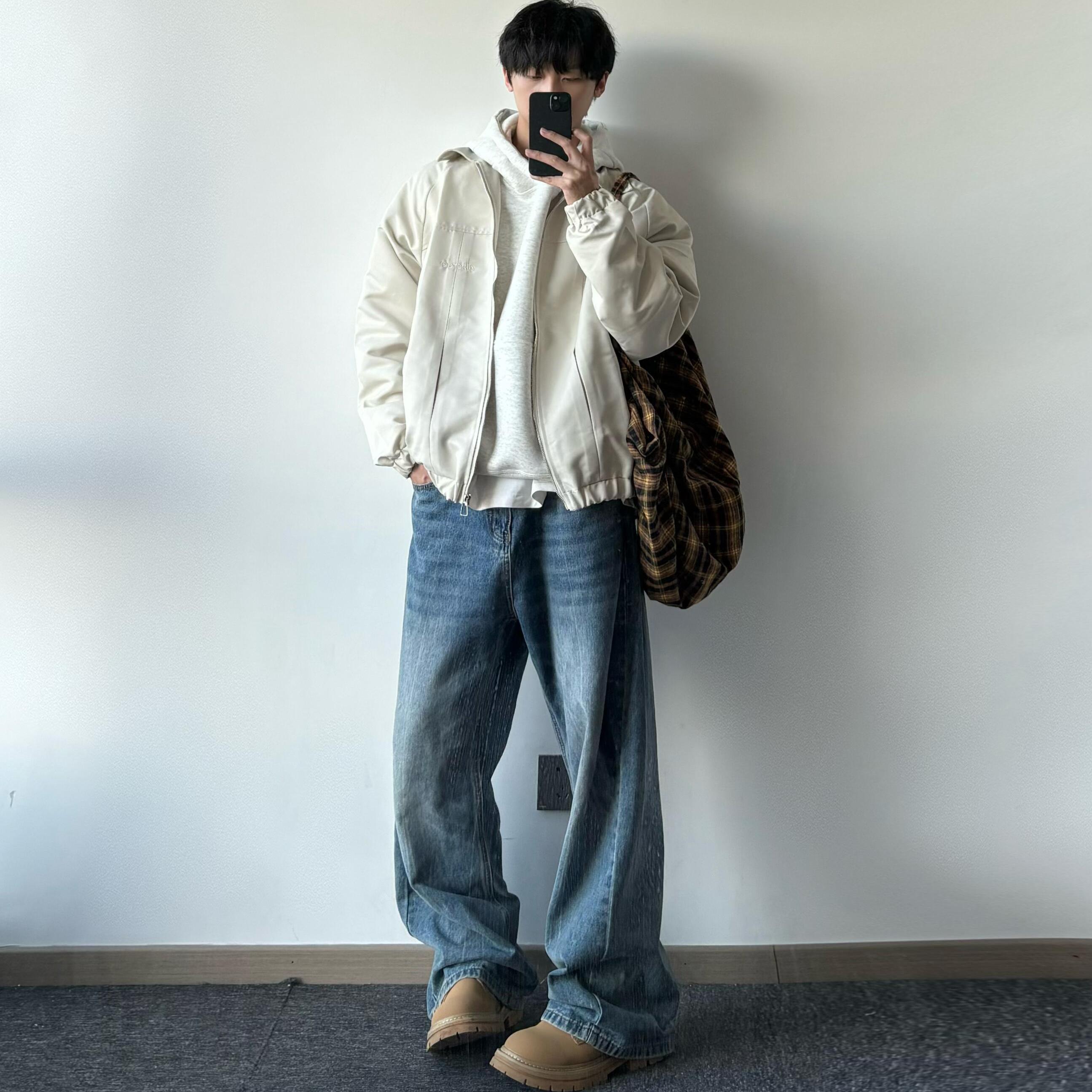 衣服2024新款套装秋季复古夹克男装潮流日系工装外套搭配直筒长裤