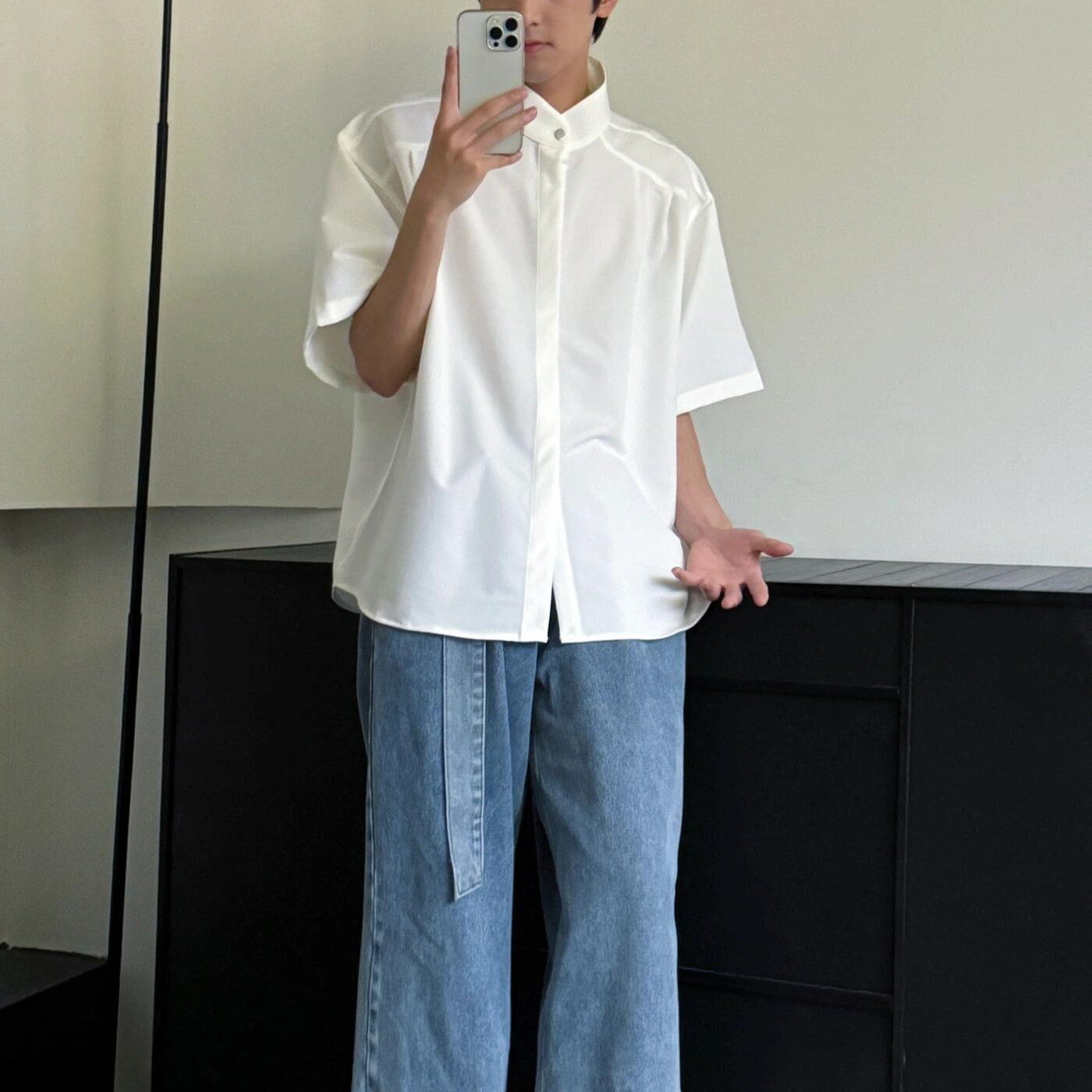 男装2025新款夏装短袖衬衫男士套装一整套搭配牛仔裤子男国风男装