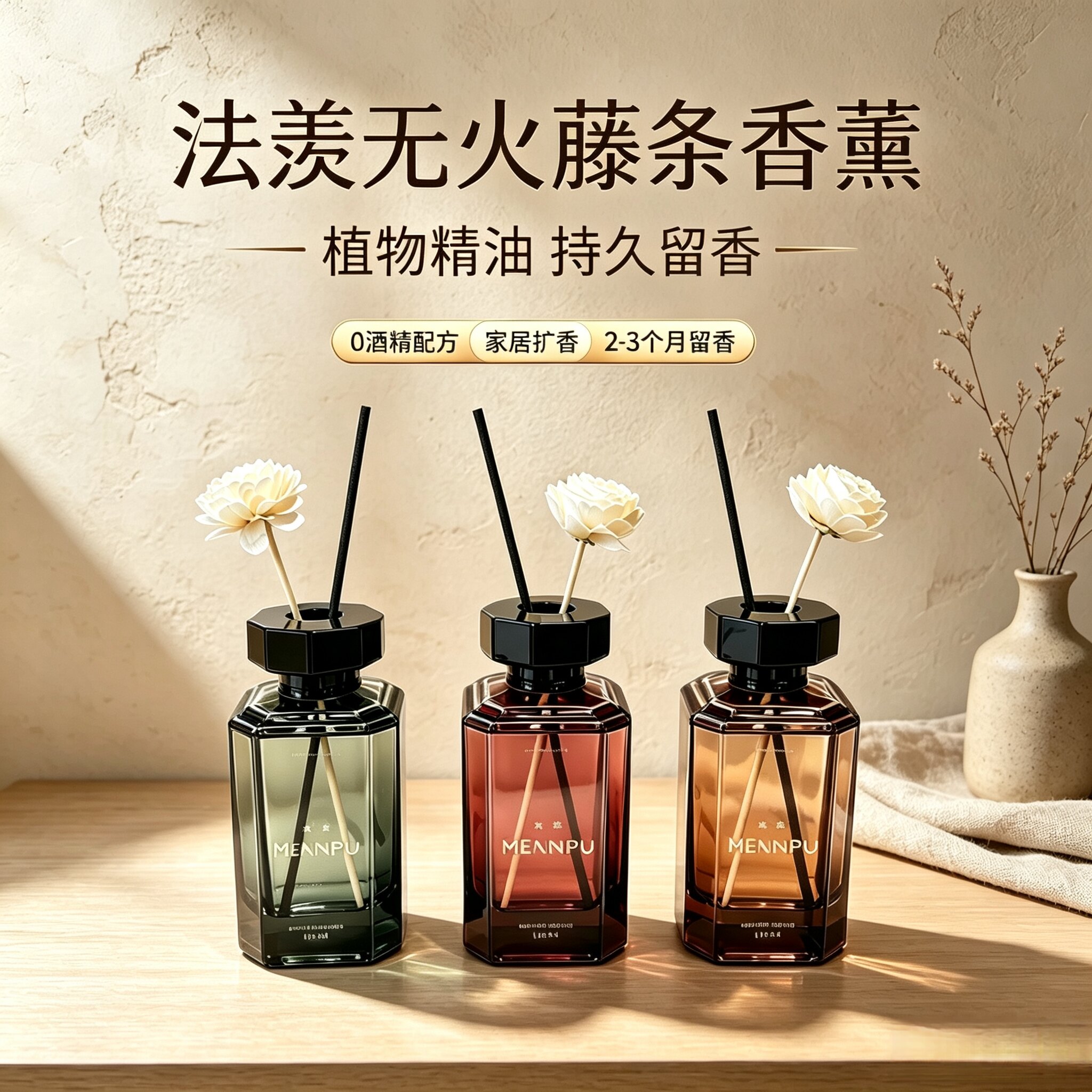 法羡无火藤条香薰暮光森林栀子花海岸余晖室内持久留香酒店香氛