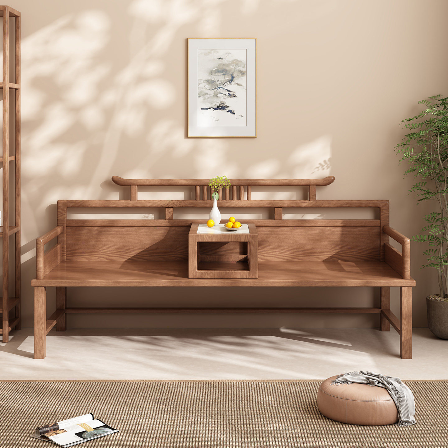 宋氏美学黑胡桃推拉罗汉床图片