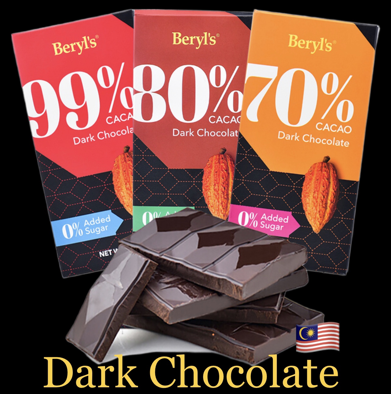 Malaysia no sugar 99% CACAO Dark keto Chocolate休闲黑巧克力-封面