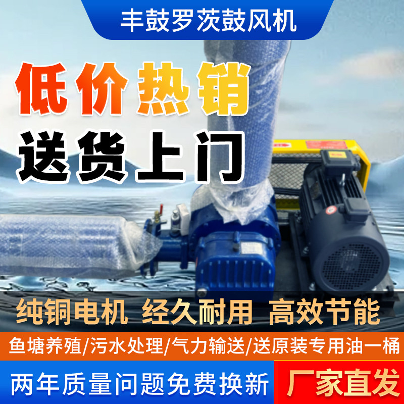 三叶罗茨风机鱼塘增氧机气力输送污水处理水产养殖爆气高压鼓风机