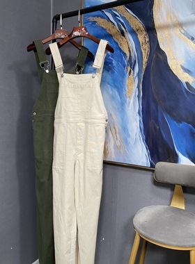 M乳白军两色纯色休闲款背带裤MBO2JPST02