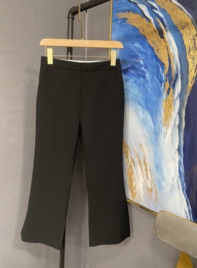 E黑色正装绵羊毛微喇九分裤EAI1PAT004