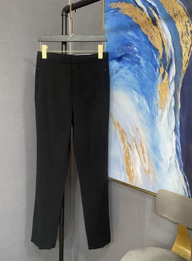 E黑色瘦腿裤腿后侧总开拉链小烟管裤EAI2PAT037