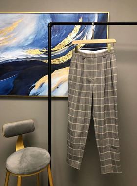 【V薏蔻】灰色大格子正装萝卜裤锥腿裤M840852067E