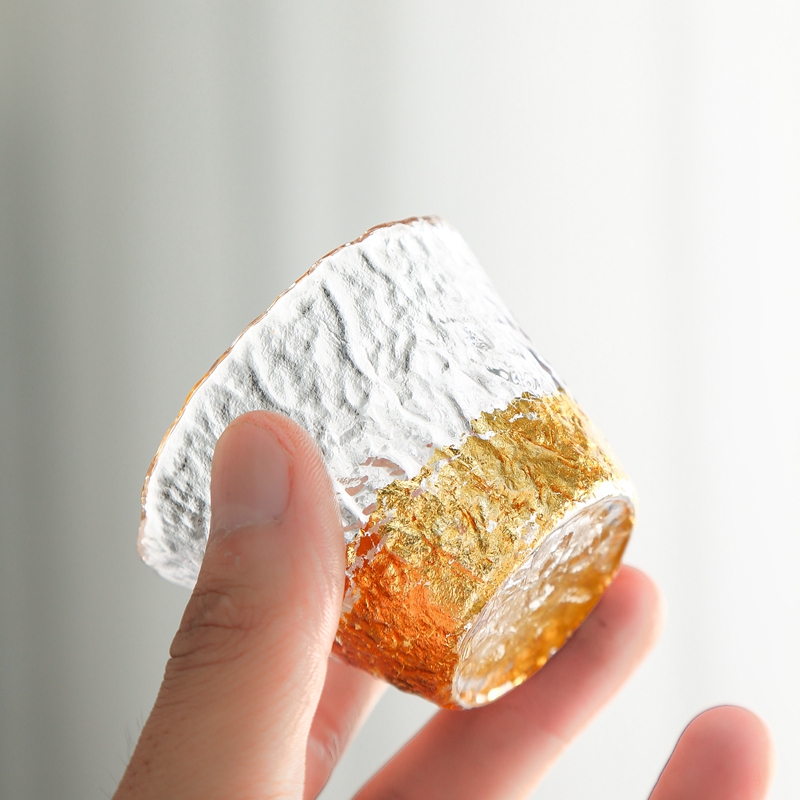 加厚手工金箔白酒杯分酒器套装家用玻璃水晶小酒杯一口杯高档酒具