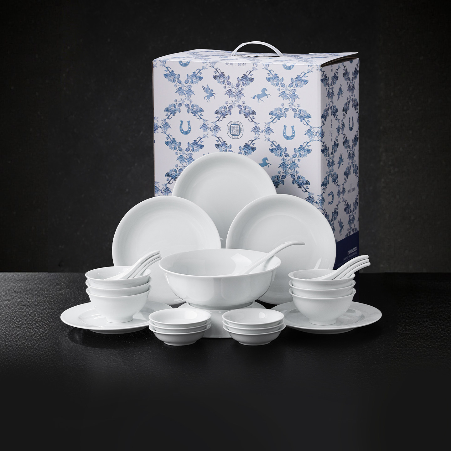 景德镇官方陶瓷餐具套装家用饭碗面碗盘高档瓷器礼盒装乔迁礼物