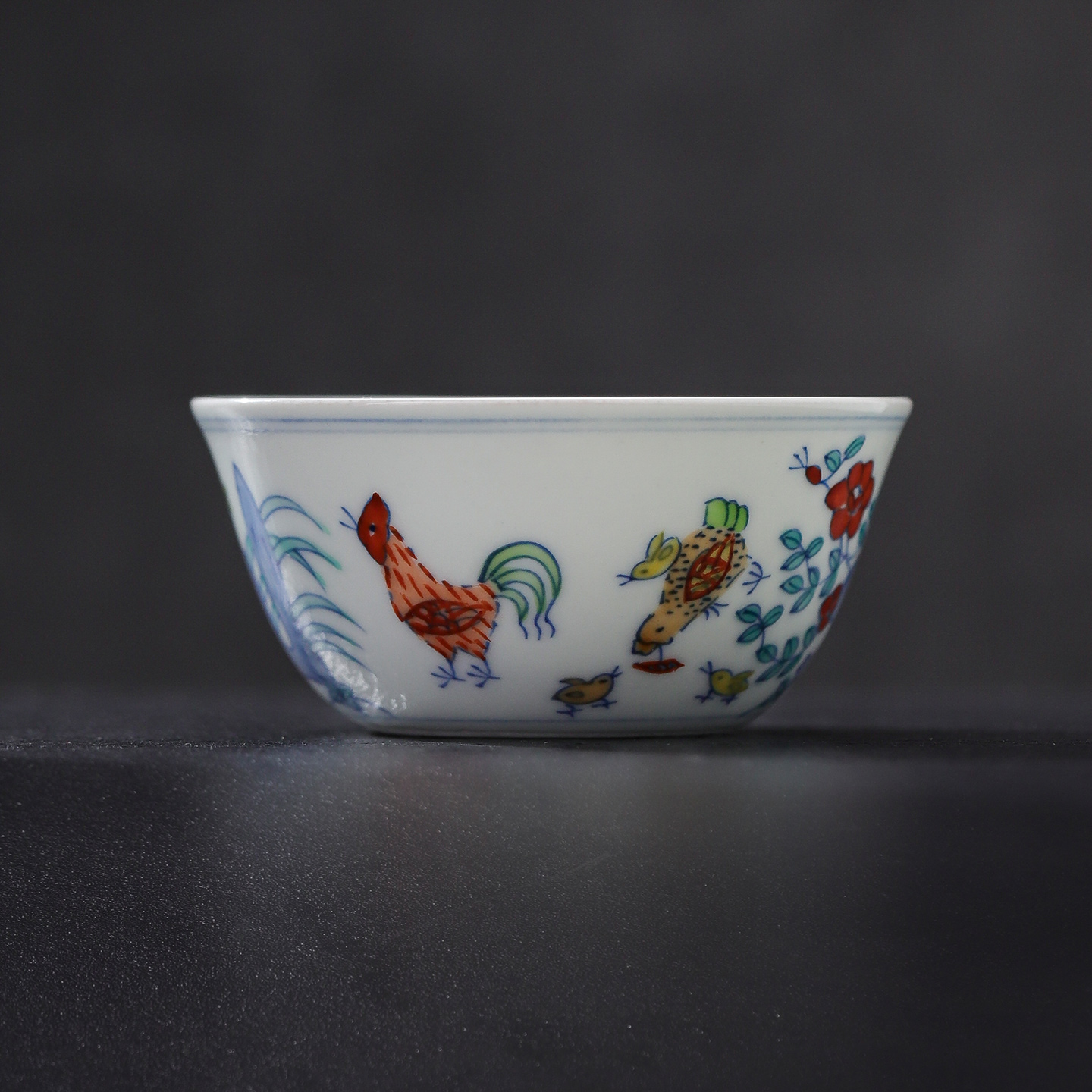 旗舰店仿古风薄胎成化斗彩鸡缸杯