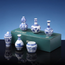 景德镇官方陶瓷迷你青花瓷仿古摆件套组花瓶花器礼盒装 送人礼物