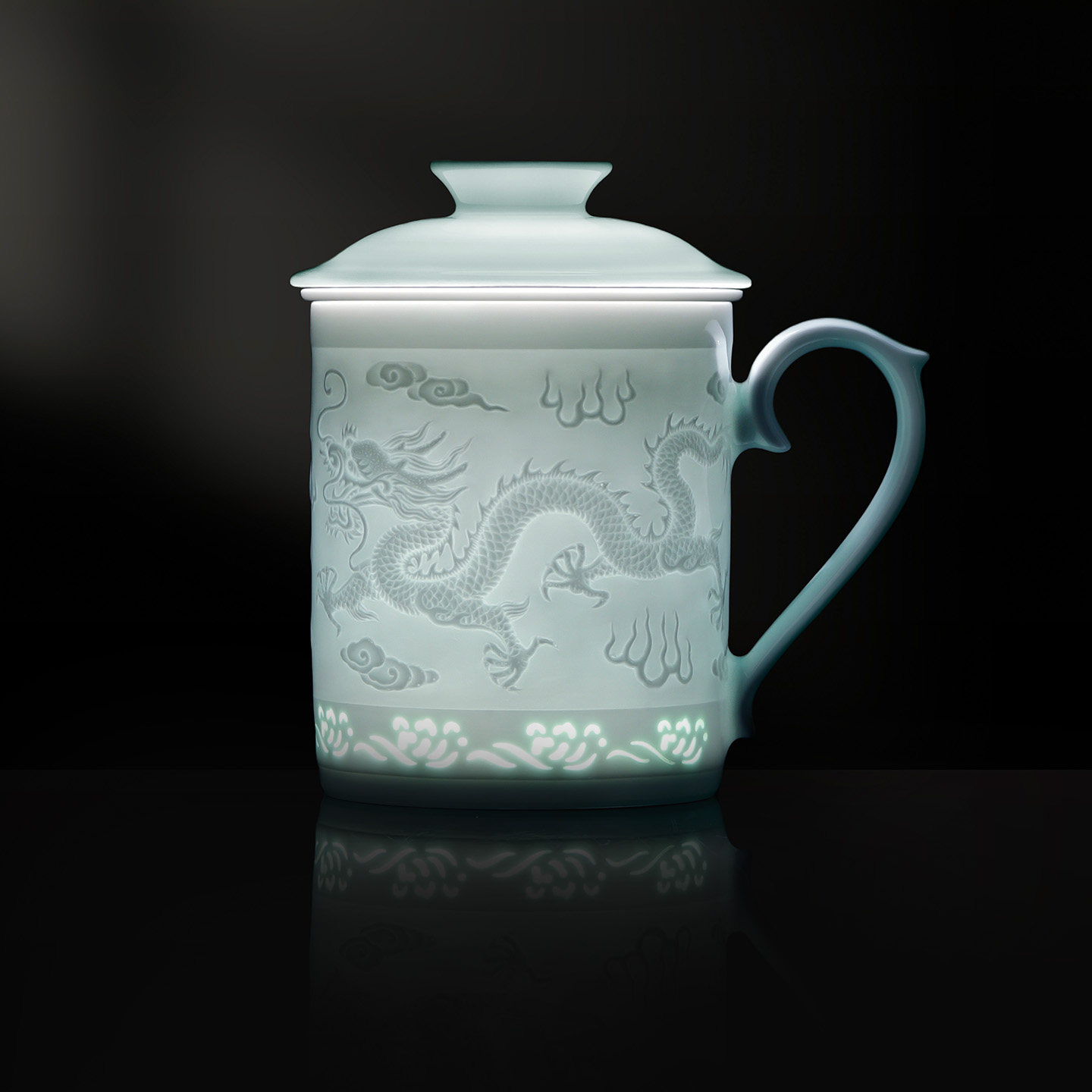 景德镇官方陶瓷办公杯马克杯玲珑茶杯家用水杯高档礼盒装杯子礼物