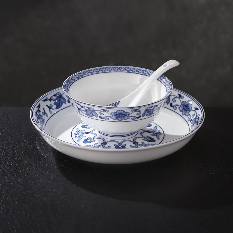 景德镇官方陶瓷无铅青花餐具套装中式家用多功能餐盘菜盘吃饭碗碟