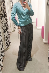 思思美代dvf 春夏新品 条纹阔腿裤休闲裤TORA 10490MFO显腿长