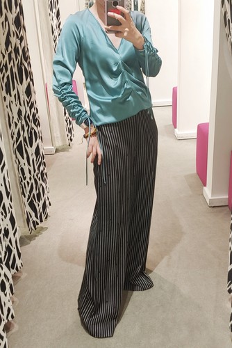 思思美代dvf 春夏新品 条纹阔腿裤休闲裤TORA 10490MFO显腿长