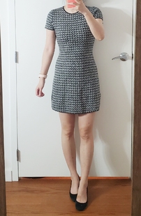 思思美代theory 夏春新品弹性羊毛针织 连衣裙千鸟格黑白BRANTEEN