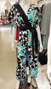 春夏新品 dvf 美国正品 karissa 连体衣 连体裤 绿色大花 思思美代