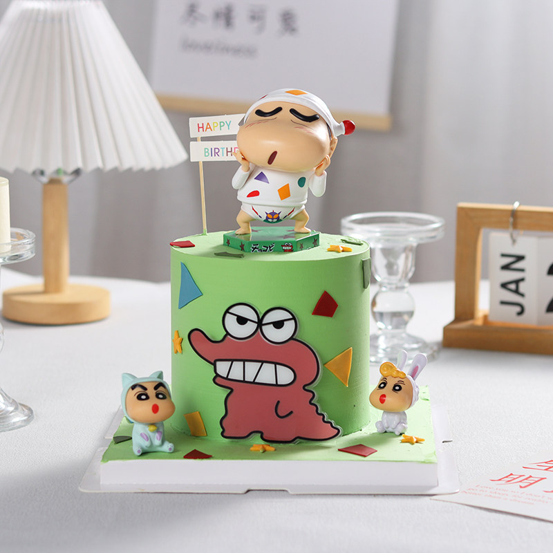 网红睡衣小新蜡笔生日蛋糕装饰