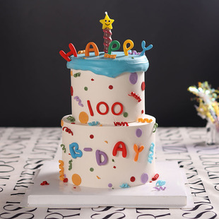 婴儿宝宝100天生日蛋糕装饰摆件软胶彩色字母HAPPY DAYS烘焙插件