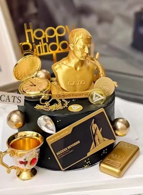 三角洲行动生日蛋糕装饰摆件非洲之星小金人哈夫币黑卡烘焙装饰品