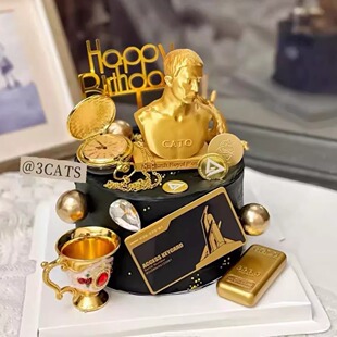 三角洲行动生日蛋糕装饰摆件非洲之星小金人哈夫币黑卡烘焙装饰品